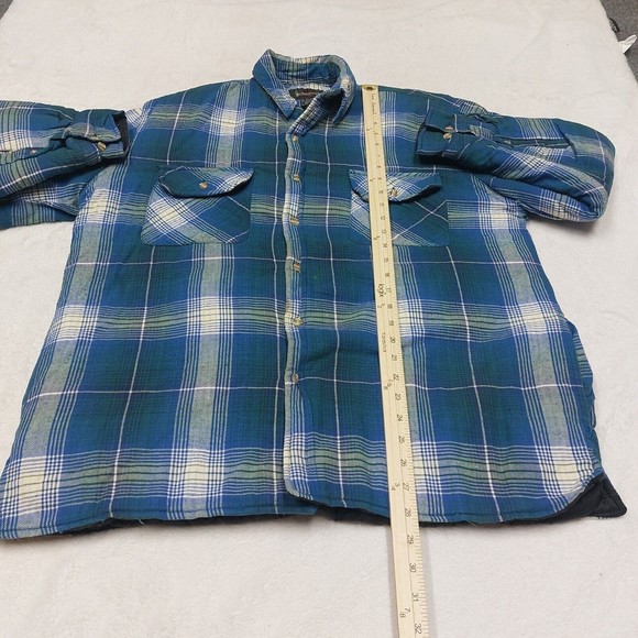 VTG TIMBER RIDGE Quilt Lined Plaid Flannel Shirt Jacket Grunge Men's Size Large - Picture 4 of 7